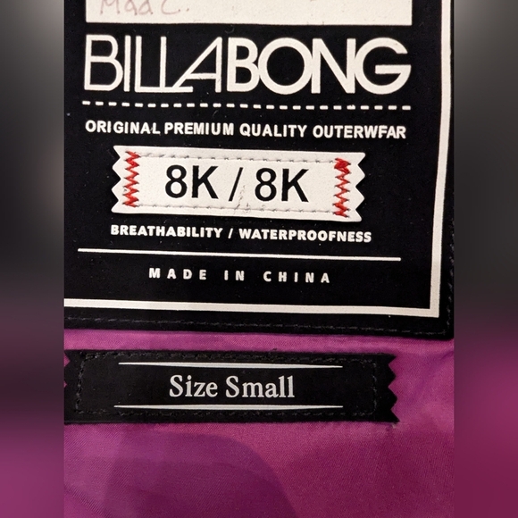 Billabong Winter Snowboard Jacket Black Pixelated Floral Women's Sz S - Picture 5 of 8